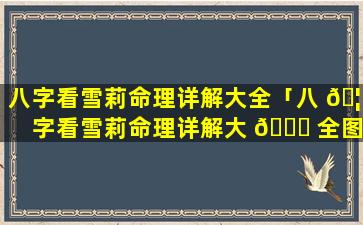 八字看雪莉命理详解大全「八 🦍 字看雪莉命理详解大 🐟 全图」